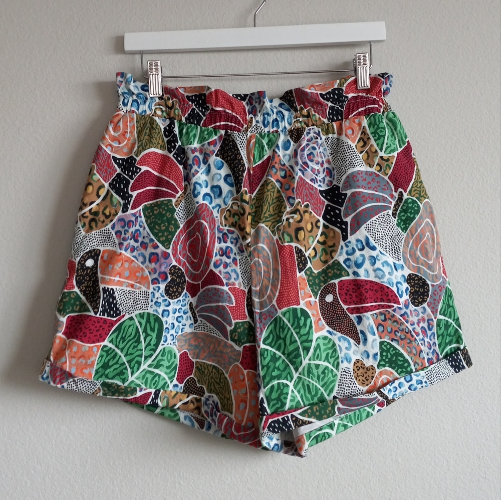 Farm Rio × Anthropologie Poplin Swing High Rise Pull On Shorts L - Picture 2 of 15